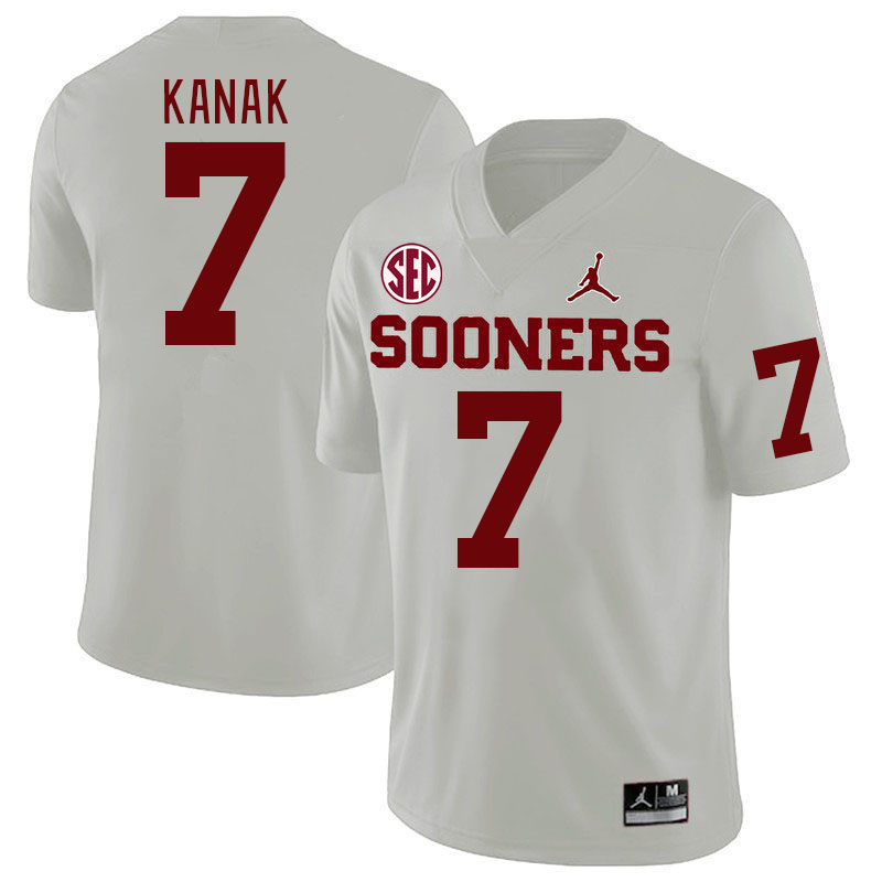 #7 Jaren Kanak Oklahoma Sooners 2024 SEC Conference College Football Jerseys-White